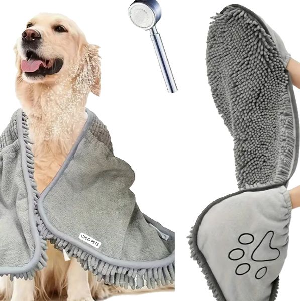 Microfiber pet drying towel glove